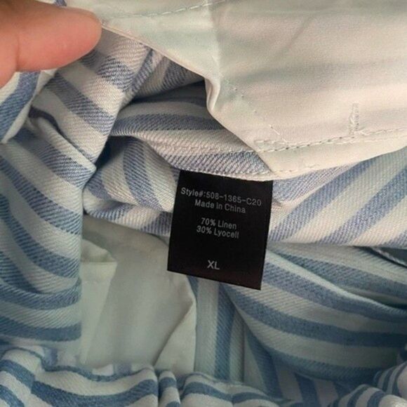 Jenni Kayne Striped Linen Blue Straight Leg Pants - Picture 4 of 6